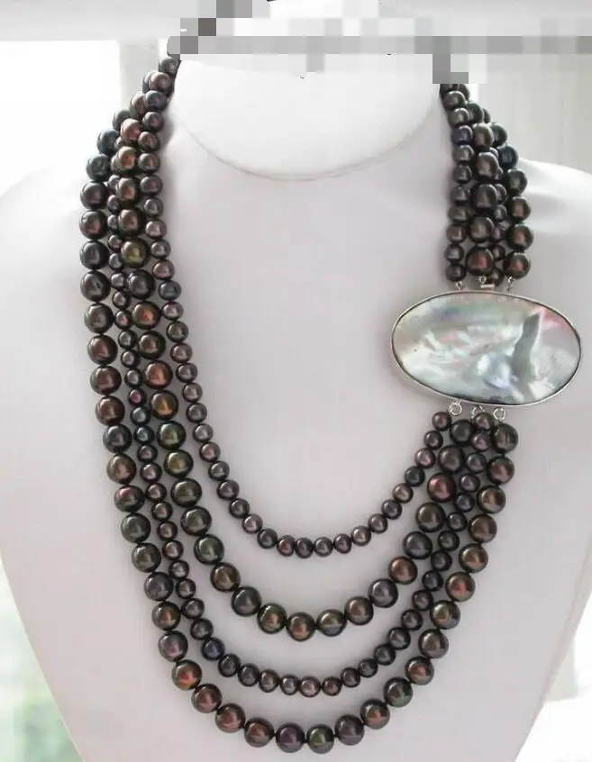 

HOT SELL - 3438 black round freshwater pearl necklace mab -Top quality free shipping