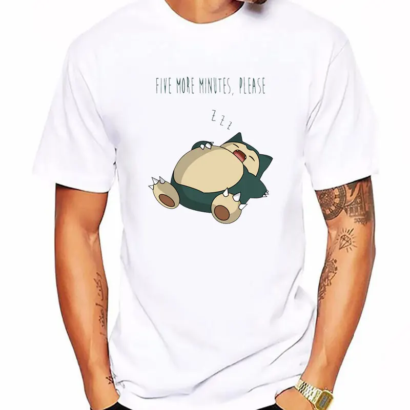 New Pokemon Mans T shirt Cartoon Funny T Shirt Featuring Snorlax Needs