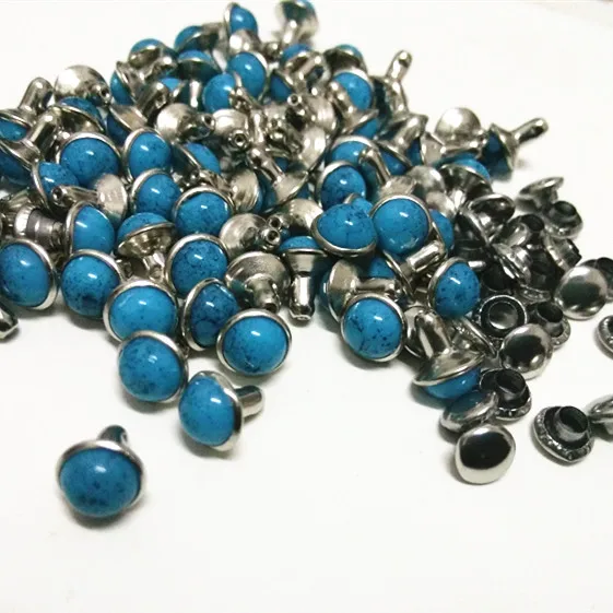 

Hot Sell DIY100PCS 7mm Accessories Blue Turquoise Crack Rivets Leather Craft Punk Studs Shipping Free