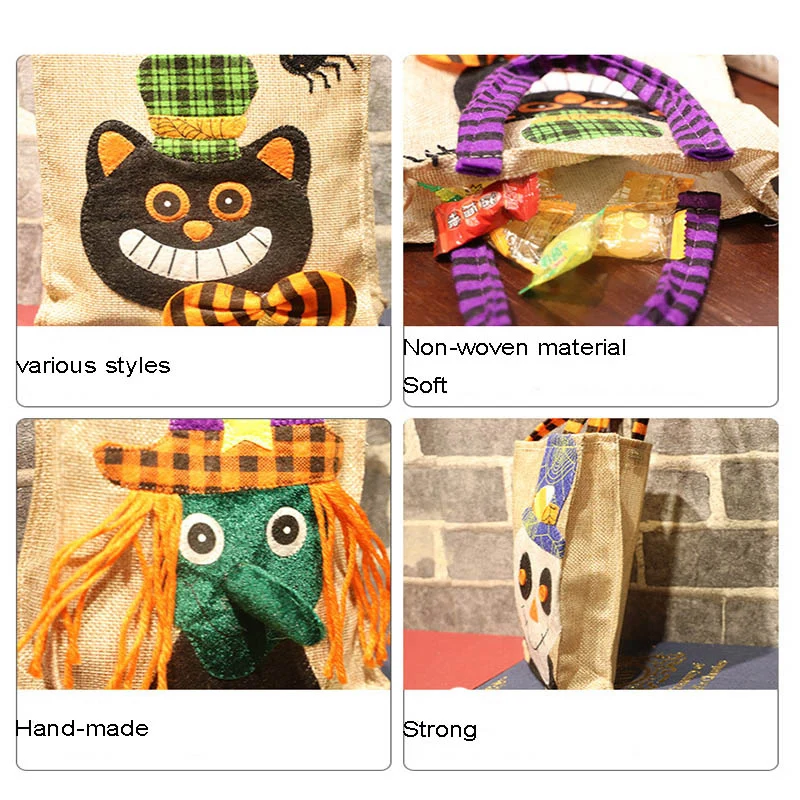 Halloween Decoration Linen Carrier Bag Halloween Party Gift Children Pumpkin Witch Black Cat White Ghost Candy Bag Decor Halloween Decoration Linen Carrier Bag Halloween Party Gift Children Pumpkin Witch Black Cat White Ghost Candy Bag Decor