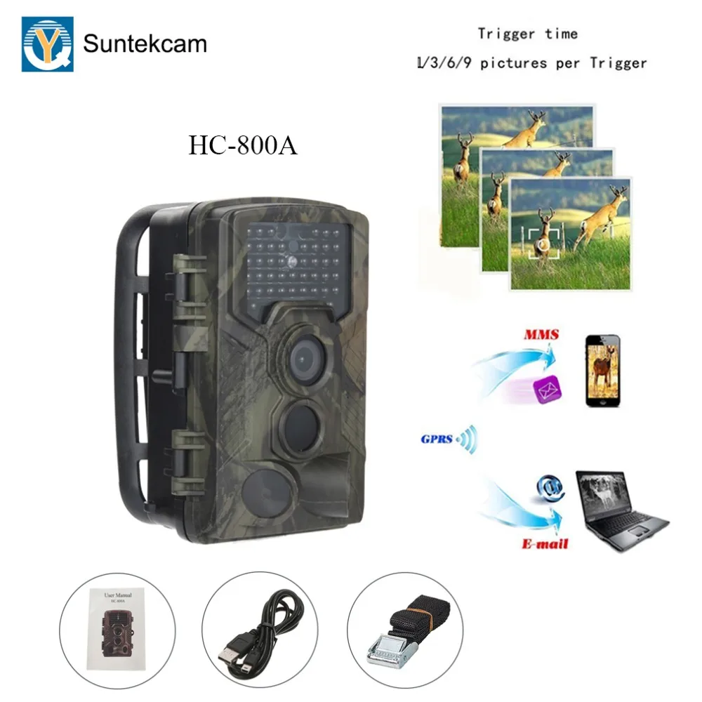 

Suntekcam 16MP HC800A Camera Trap Hunting Camera IP65 Waterproof Night Vision Wild Cameras Photo Trap 850nm Viewing Trail Camera