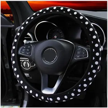 

Newest Soft Plush Car DIY Steering Wheel Cover Dot Elastic Steering-wheel Winter Warm Covers Car Styling Interior Accessories