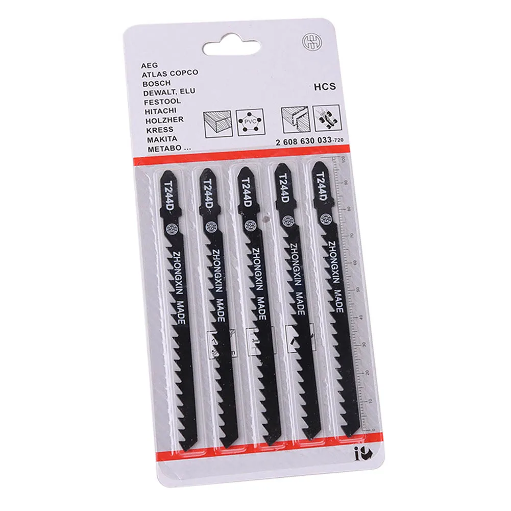 

5Pcs/Set T244D HCS T-Shank Curved Jigsaw Blades for Wood Fast Cutting Tools ALI88