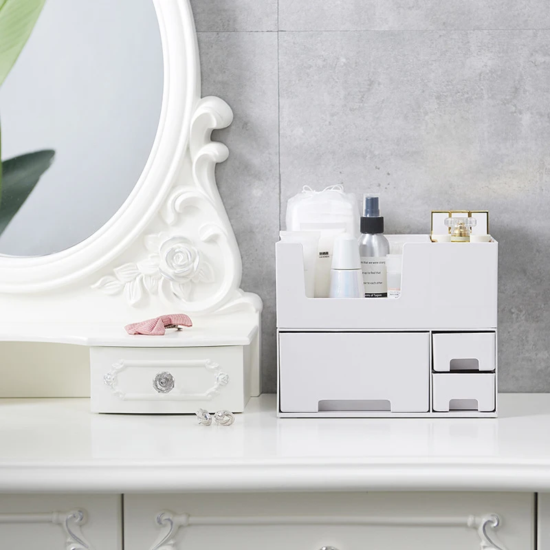 Multi Layer Drawer Makeup Organizer Women Cosmetic Jewelry Lipstick Make Up Brush Container Dressing Table Sundries Storage