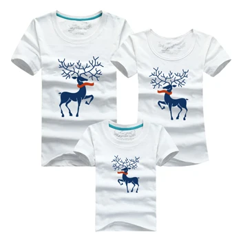 Одинаковые рождественские комплекты для семьи; футболки; много цветов; Одинаковая одежда для семьи с оленем; футболки для мамы, папы и ребенка - Цвет: White