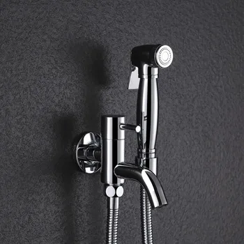 

Toilet Brass Hand Held Bidet Spray Shower Head Douche Kit Shatta Copper Valve Bathroom Bidet sprayer Jet Tap & Holder & hose-MD