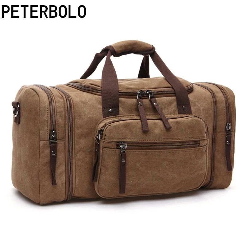 

Fashion Travel Bag Casual Canvas Outing Baguette Single Shoulder CrossbodyBag Large Capacity Handbag Durable Men Luggage Package