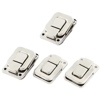 

4pcs High Quanlity 4cm x 2.8cm Metal Spring Draw Toggle Latch Silver Tone Hardware Accessories for Chest Box Case Suitcase
