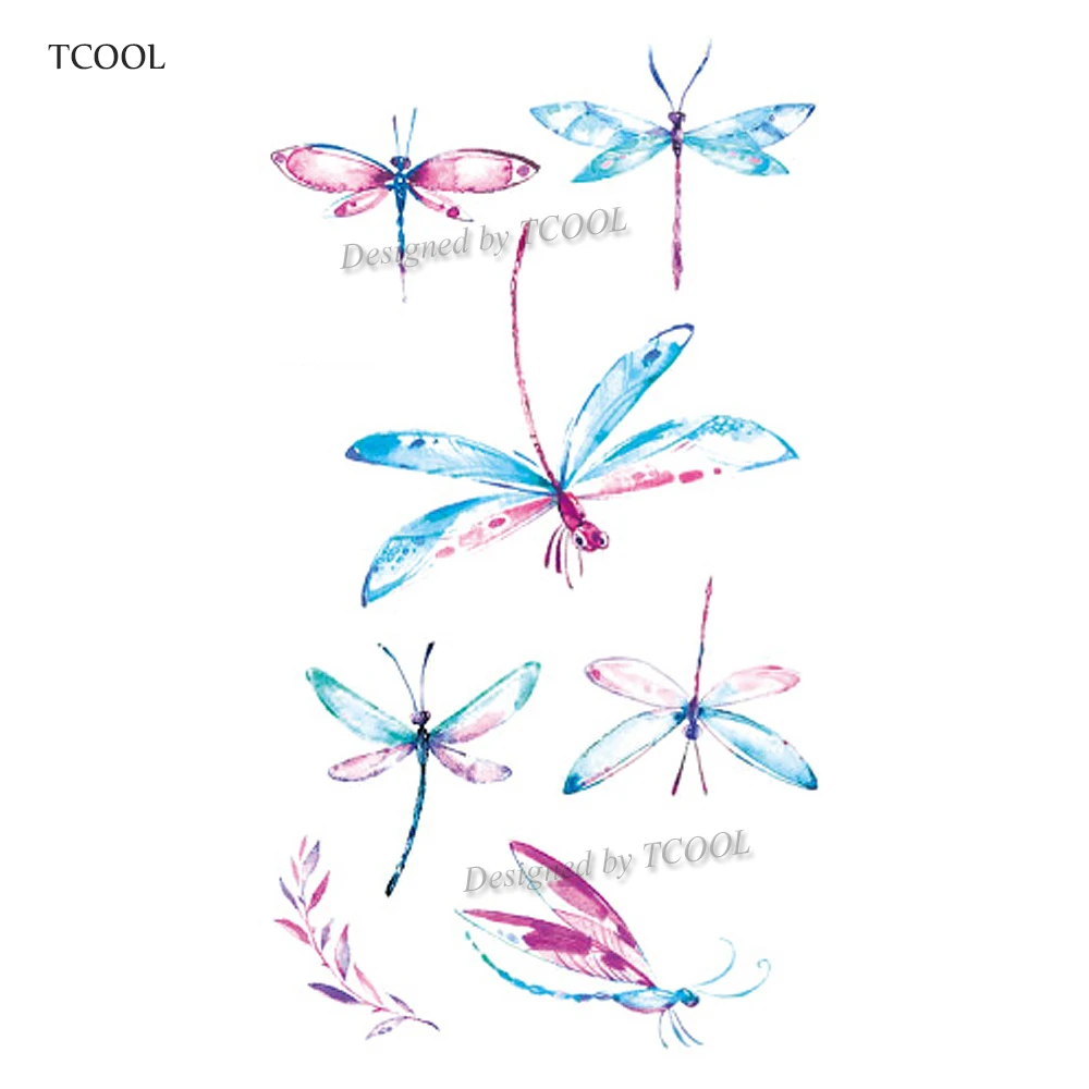 

HXMAN Dragonfly Women Temporary Tattoo Sticker Tattoos for Men Fashion Body Art Kids Children Hand Fake Tatoo 10.5X6cm A-211