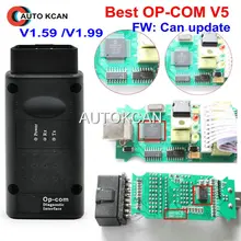 Venda quente v5 pwb fw v1.59 ou fw v1.99 op com op com v1.99 com pic18f458 pode bus obd2 OP-COM v5 opcom diagnóstico-ferramenta