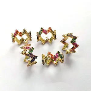 5Pcs Colorful Rainbow CZ stack wave finger rings,Trendy Sparkling Zircon Stone Micro Paved for party wedding jewelry gift R188 5Pcs Colorful Rainbow CZ stack wave finger rings,Trendy Sparkling Zircon Stone Micro Paved for party wedding jewelry gift R188