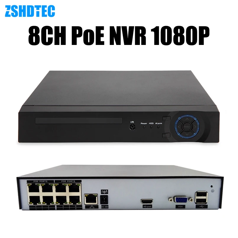 P2P Onvif PoE NVR 8ch 1080 P видеонаблюдения 48 В сети для IP Камера системы | Безопасность и
