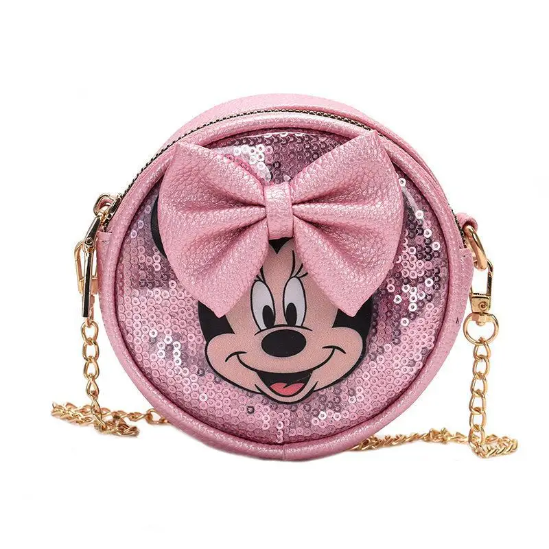 

New Small Round Bag Girl Purse Children's Bag Princess Girls Fashion Cute Mini Bow Chain Handbag Messenger A460