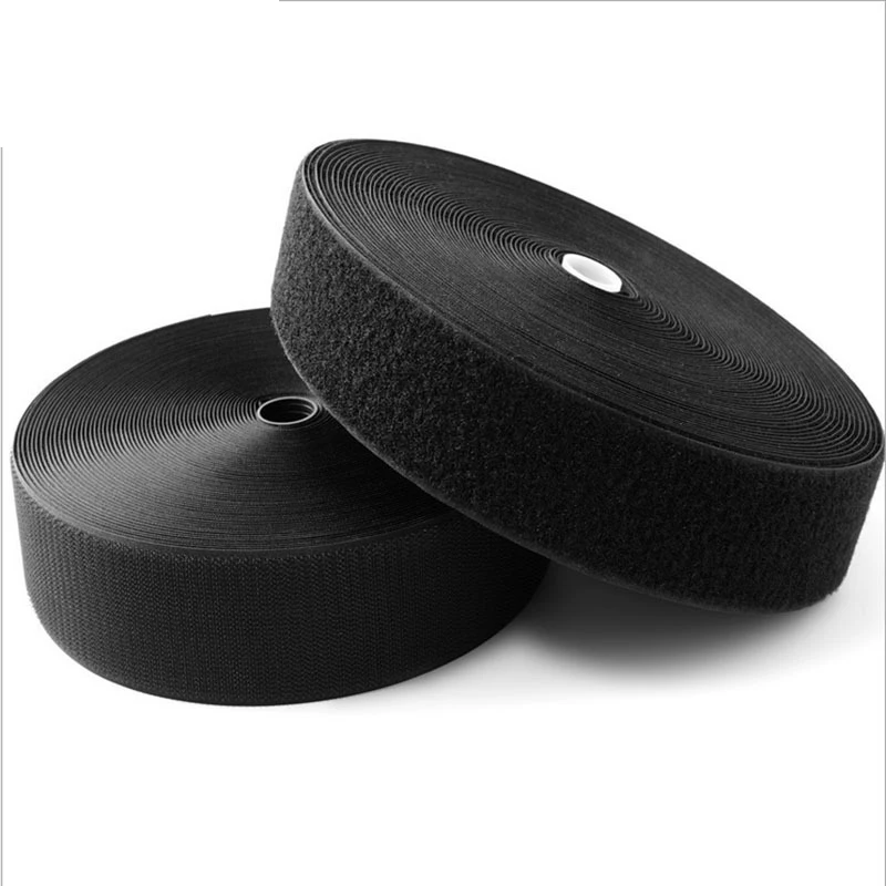 2Rolls 5mx25mm Self Adhesive Tape Black Hook and Loop Sticky Back Tape