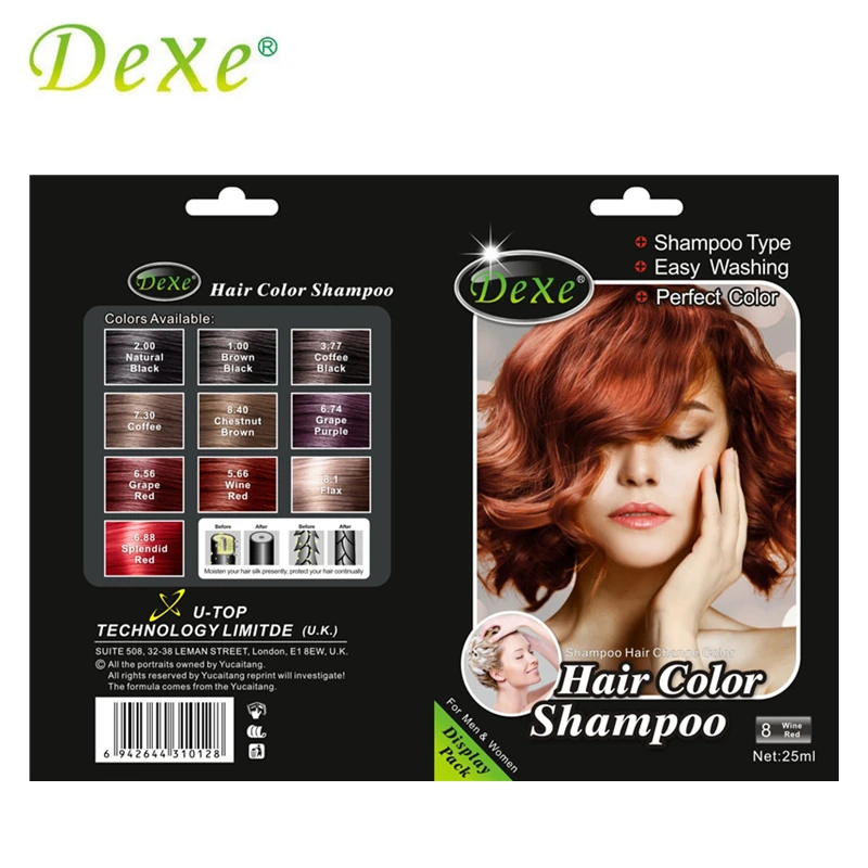 5pcs/lot Dexe Wine Red Hair Color Shampoo Hair Dye Easy Washing Perfect
