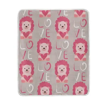 

Cute Lion with Love Heart Blanket Soft Warm Cozy Bed Couch Lightweight Polyester Blanket Throw