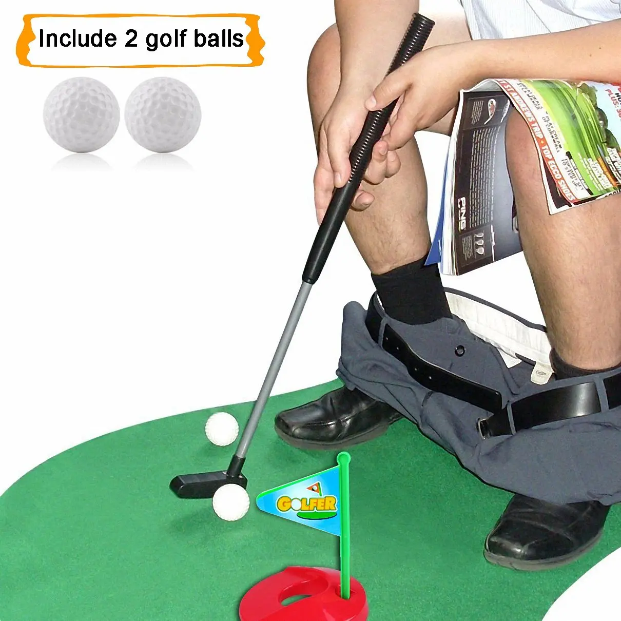 

Toilet Golf Putter Practice Bathroom Potty Putter Toilet Commode Stool Mat Sets Gift for Boyfriend Bath Room Set Dropshipping