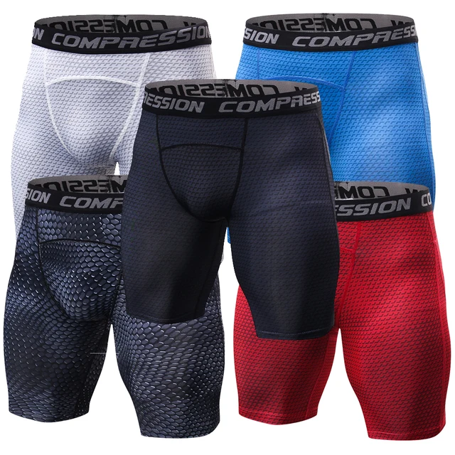 2018 Beach Summer Compression Shorts Men Fashion 3D Print Short Leggings Crossfit Joggers Quick-drying Skinny Fitness Shorts Men