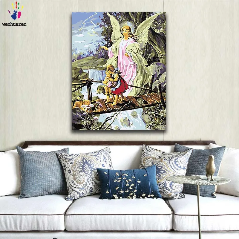 

Diy paint by numbers picture coloring by numbers with kits Angel girl Cherub lovely Handmade Filling and coloring Artwork gift