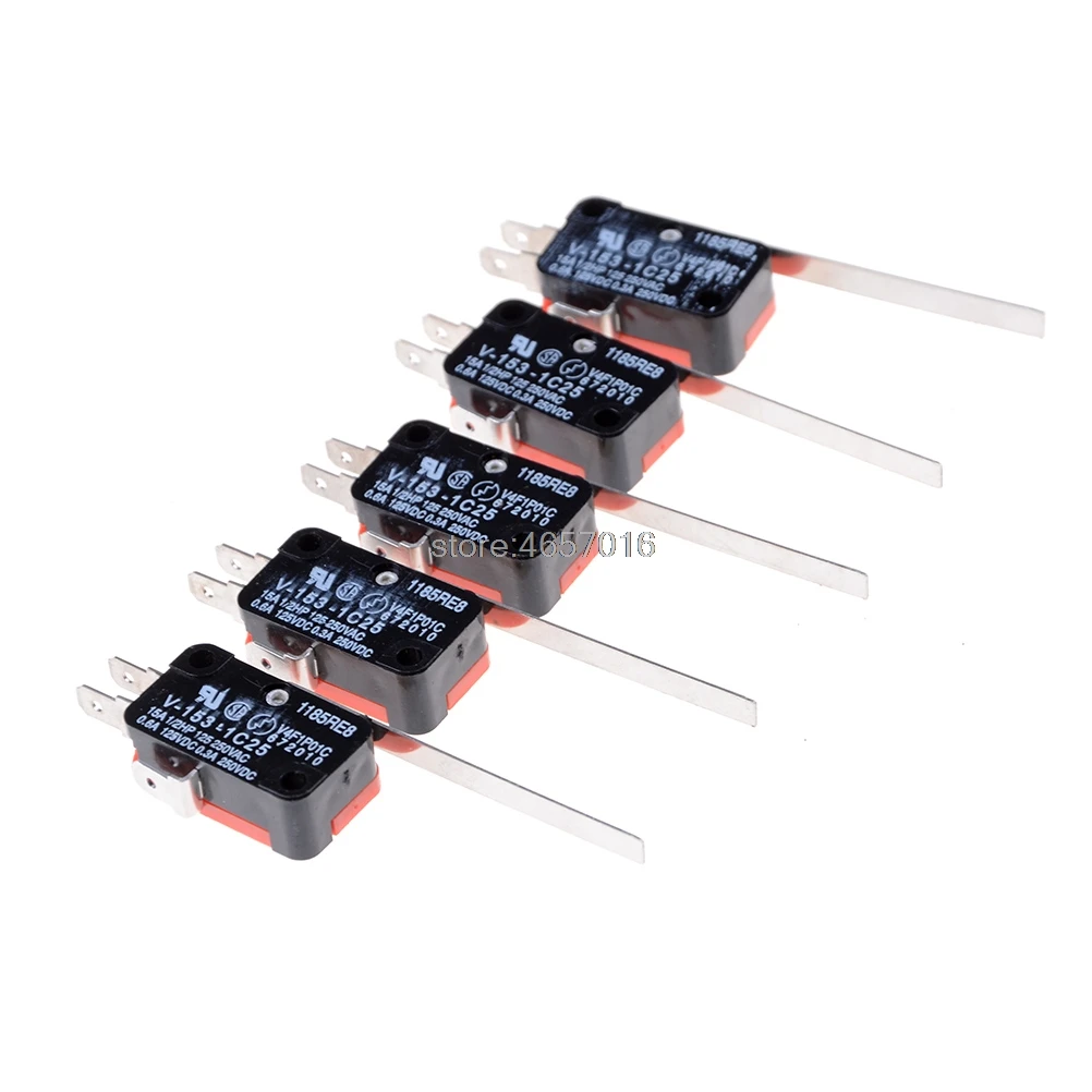 

10Pcs Long Straight Hinge Lever SPDT Micro Limit Switch V-153-1C25
