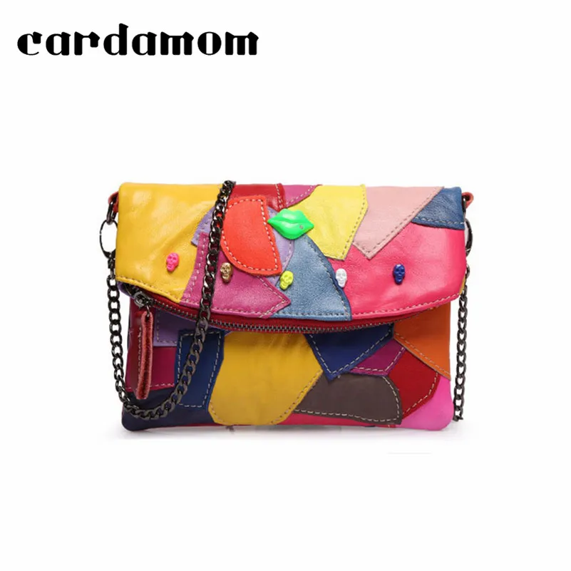 

Fashion Women Genuine Leather Messenger Crossbody Bags Small Square Flap Bag Camouflage Skeepskin Sling Shoulder Women Purses