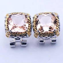 Новые морганитовые женские 925 пробы серебряные серьги с кристаллами TE393