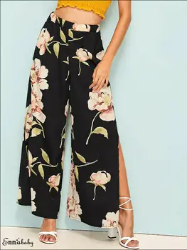 

Women Floral Casual High Waist Loose Pants
