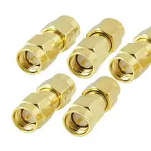 5 шт. золотой тон SMA штекер в штепсель RF коаксиальный переходник разъем медь