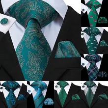Hi-Tie, новинка, зеленые шелковые мужские галстуки для мужчин, 8,5 см, Классические мужские галстуки для свадебной вечеринки, набор, животные, полосатый галстук на шею и носовые платки