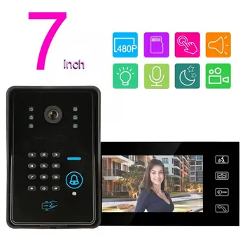 

7in RFID Password Video Door Phone Wired Intercom Doorbell Kit With NO Lock 806MJIDS11 New