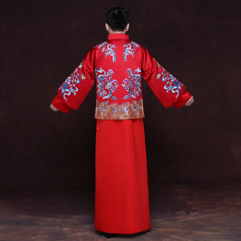 Precio Especial Vestido De Novia De Boda Tradicional Chino Bata Suzhou Bordado Hombres Ropa Novio Boda Ropa Etnica Rojo Beige Azul May 2020