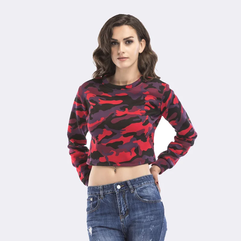 

SimAi Casual Camouflage Print Plus Size Women Sweatshirts Hoodies 2018 Autumn Winter Harajuku Tops Long Sleeve Cotton Pullovers