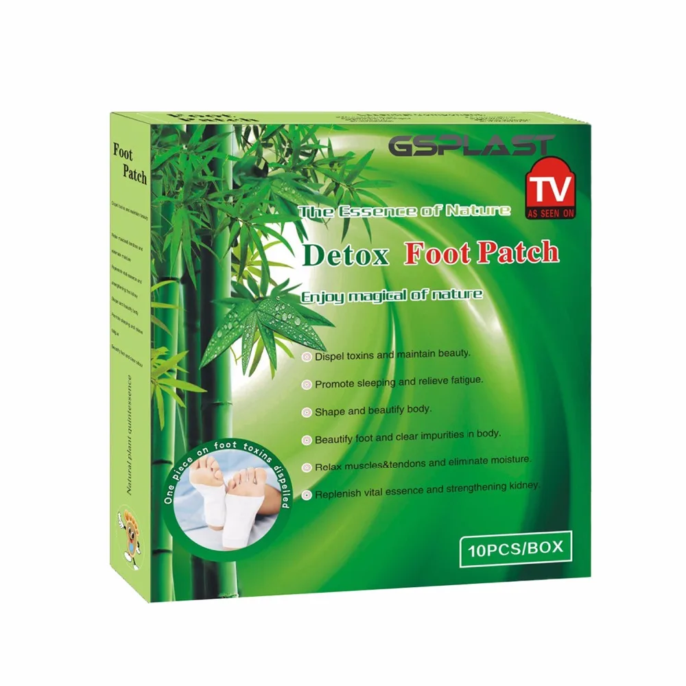 

10pcs/box Bamboo Detox Foot Pads Patches With Adhesive (10pcs Patches+10pcs Adhesives) with Retail box Free Shipping