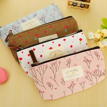 

New floral pencil case school pencil cases for girl stationery canvas pencil bag estojo escolar school supplies