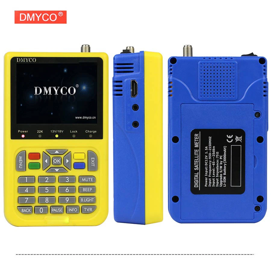 DMYCO HD Finder цифровой ТВ SatFinder DVB-S2 FTA спутниковый Finder метр с ЖК-экраном дисплей HD MPEG4 DVB-S/S2 Satelite Finder