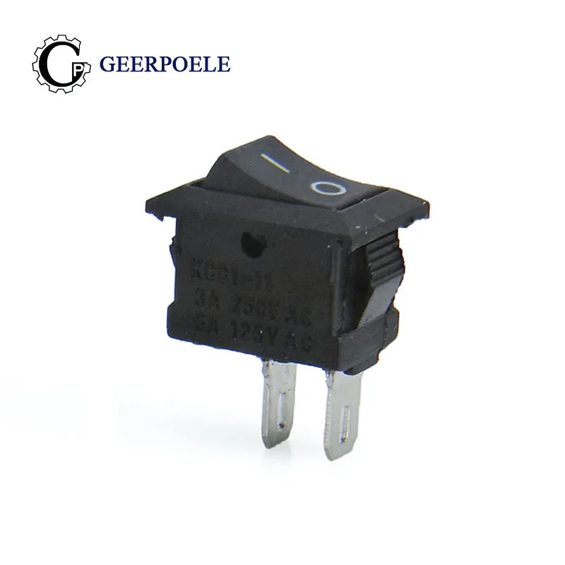 10 шт./партия KCD1 15*10 SPST 250V 3A 2 Pin Красный переключатель для лодки кнопка включения выключения - Цвет: Черный
