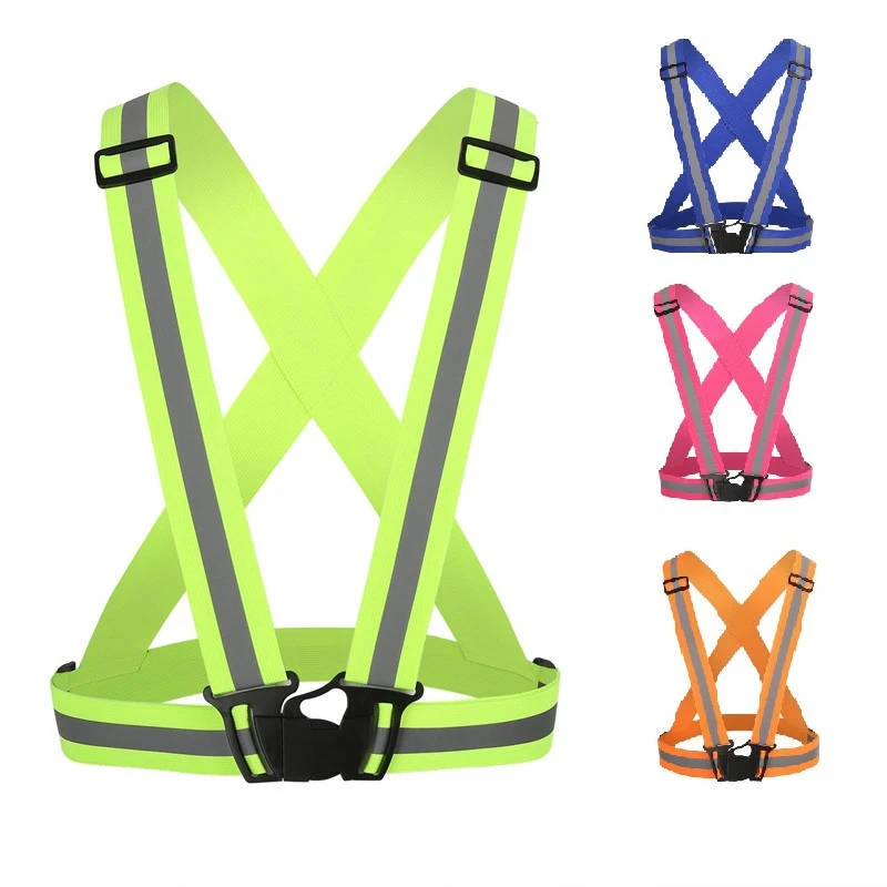 

2 pcs/lot 4 color Cycling Safety Vest Bike Ribbon Reflecing Elastic Harness for Night Reflective Visibility Riding Running