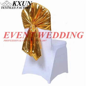 

5PCS lOT 65x140cm Metalic Bronzing Coated Spandex Chair Cap Hood Chair Cover Sash Wedding Event Decoration