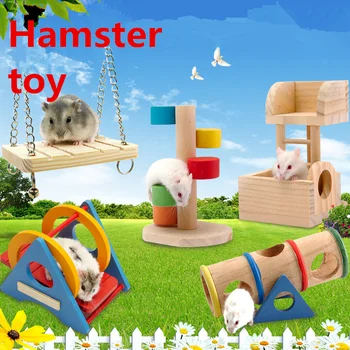 

Hamster Seesaw wood toys Tube Tunnel Cage wood House rainbow swing Small Animals Pets Play Toys for Rat Mouse Mice Hamsters