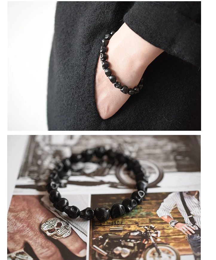 BEAUCHAMP черный Цвет драгоценное украшение из природного камня ручной работы хаулитовый Череп Свободные бусы шармы Для мужчин изготовление браслетов ювелирное ожерелье