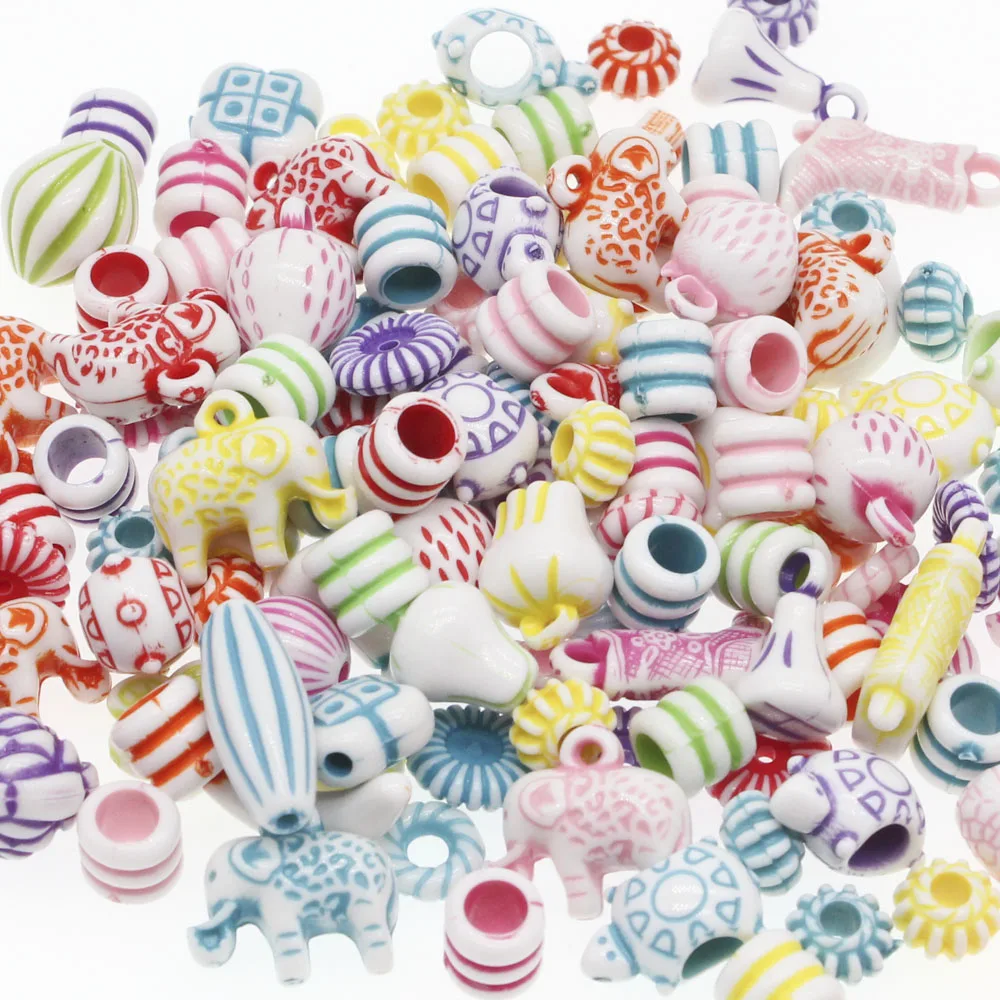 

CHONGAI 50g/Bag Acrylic Washed Color Mixed style Acrylic Beads For Jewelry Making Kids Necklace DIY Jeweley 8-30mm