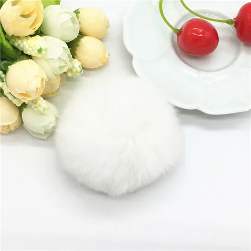 Настоящий мех кролика мяч 6 см помпон автомобиля помпон кролик мех мяч для брелок Мех DIY сумка Подвески с пушистым кроликом понпончики 1 шт - Цвет: White