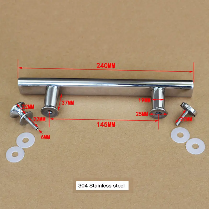 KAK 304 Нержавеющая сталь душевая стеклянные дверные ручки 145 мм отверстие шаг стеклянные дверные ручки ванная комната тянет модная мебель ручка - Цвет: 304 Stainless Steel