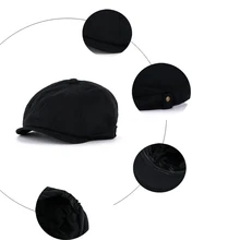 Женский и мужской берет, восьмиугольная кепка, шапки художника, художника, летний газетчик, кепка s, черный, серый берет, шапки, уличная хлопковая кепка, однотонный козырек