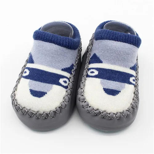 Хлопковые носки для малышей; детские носки унисекс с героями мультфильмов; нескользящие носки для новорожденных с резиновой подошвой - Цвет: white dog
