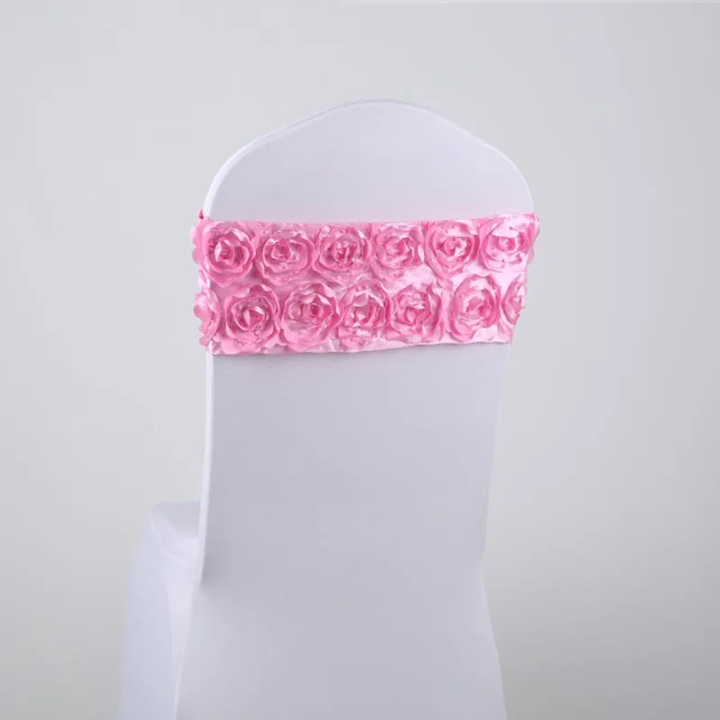 10 шт. стул створки повязка из спандекса галстук-бабочка для роскошных Свадеб украшения для стульев атлас с розочками стул пояса для события вечерние отель - Цвет: Pink