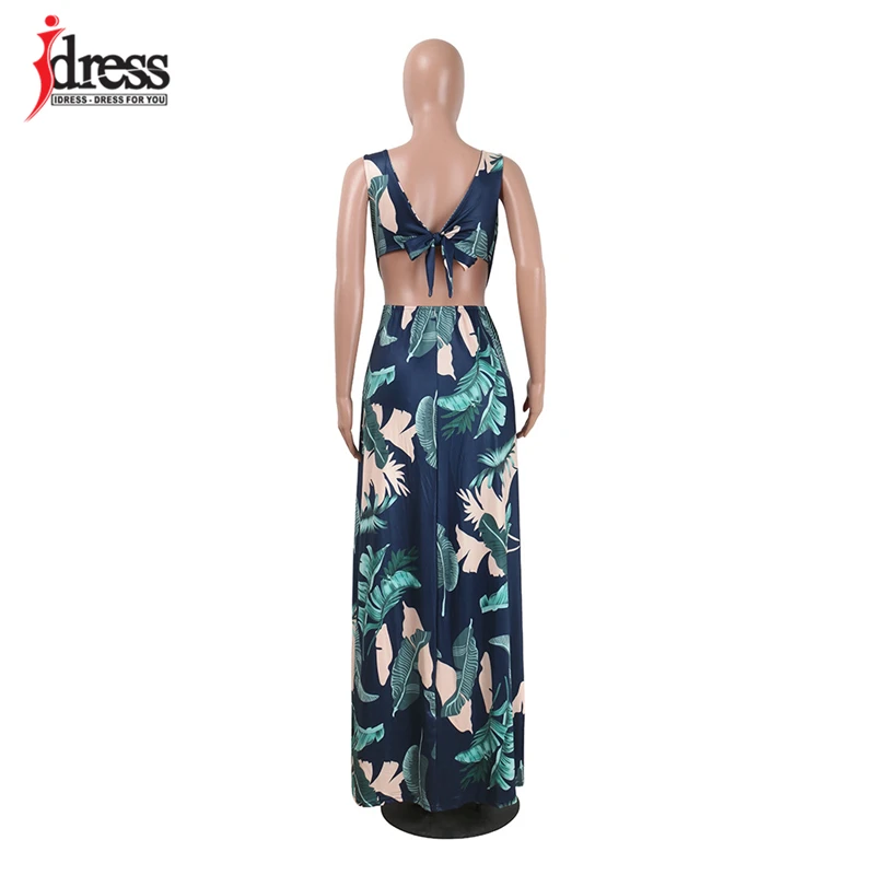IDress 2017 Sexy Club Print Maxi Dress Sleeveless Deep V Neck Backless Sides Split Long Dress Women Summer Evening Party Dresses (7)