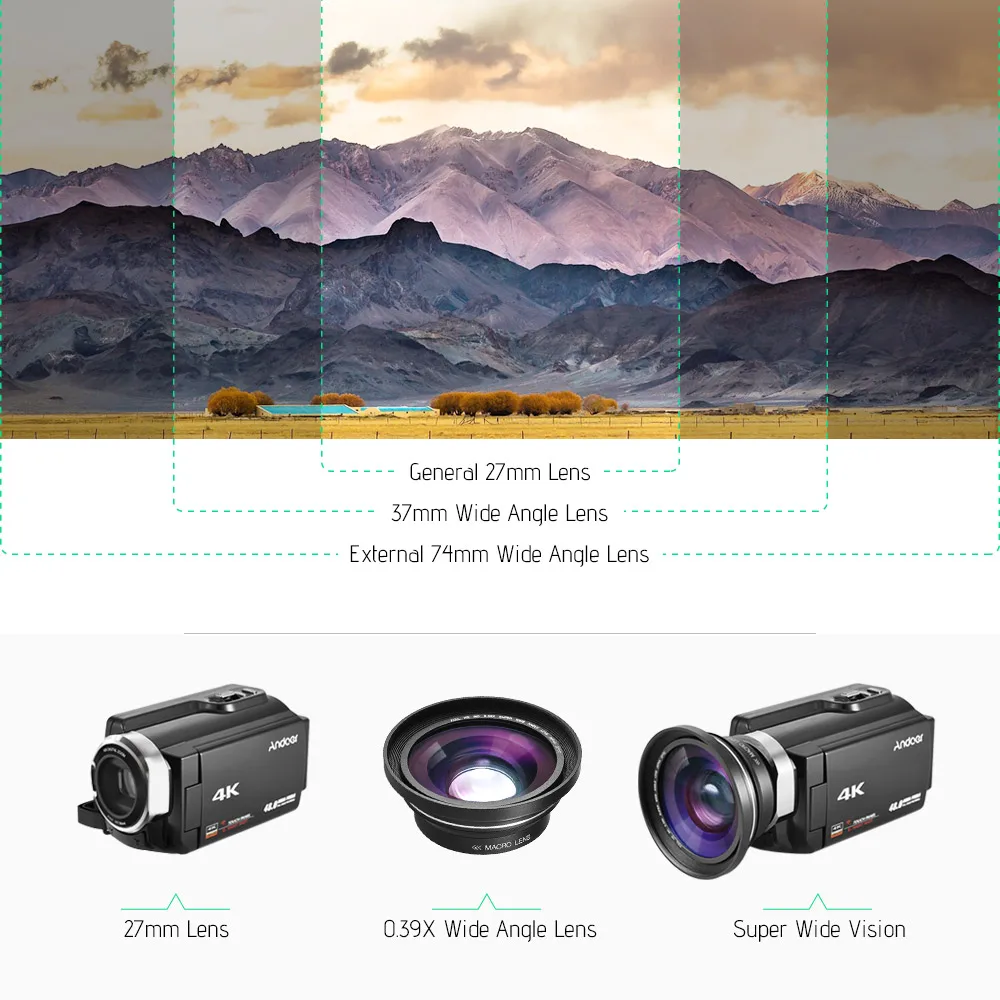 Andoer 0.39X камера Full HD широкоугольный макрообъектив 37 мм до 30 объектив адаптируется