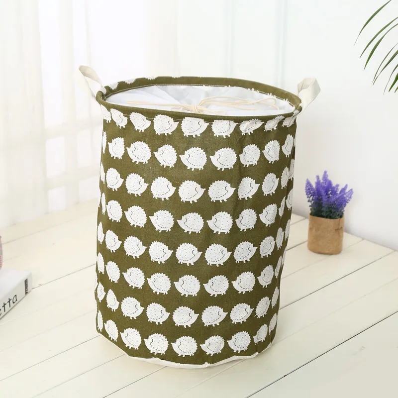2019 Japanese Style Clothes Storage Bag Large Beam Hamper Fabric Cotton And Linen Small Tree Hedgehog Toy Storage Bucket