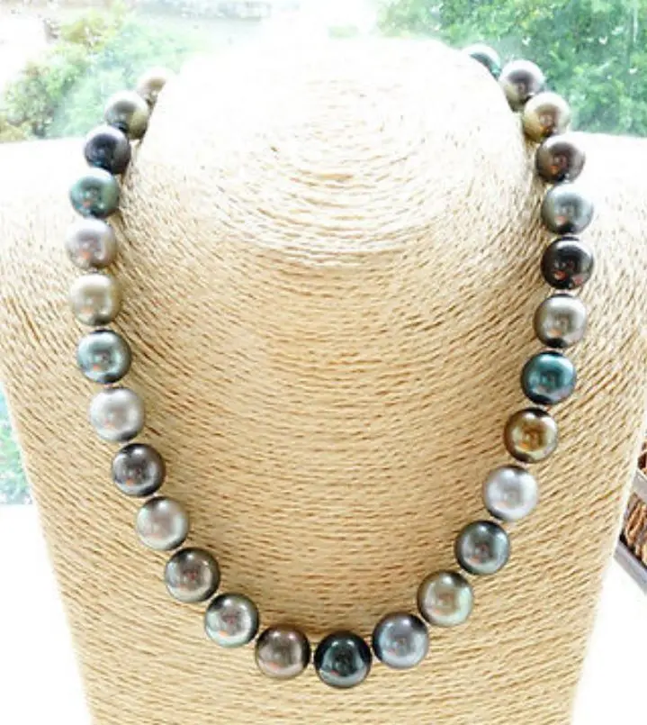 

stunning11-12mm south sea round multicolor pearl necklace 18inch14KWG (9.13)